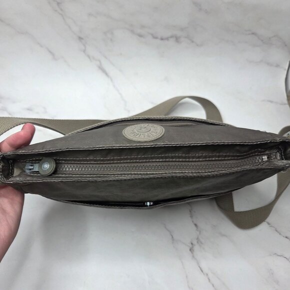 Kipling Angie Metallic Crossbody Bag Shimmer Gray Purse